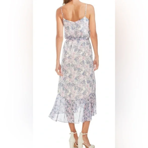 Vince Camuto Spaghetti Strap Mystic Blooms Floral Ruffle Midi Dress size 14 - Picture 3 of 3